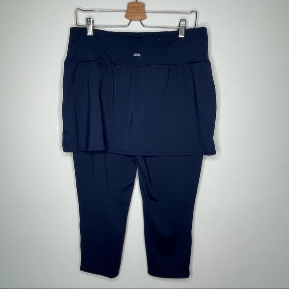 Zuda Z-Move Cropped Skirted Leggings Large Petite Navy Yoga Active Modest Large - Picture 4 of 9
